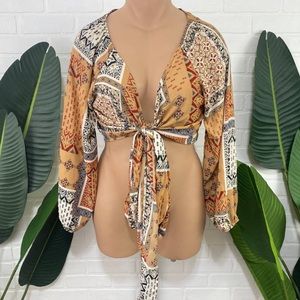 Fashion Nova long sleeve wrap top